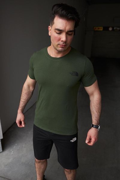 Комплект спортивний чоловічий The North Face футболка хакі+шорти чорні літній костюм норс фейс повсякденний 2655165198 фото
