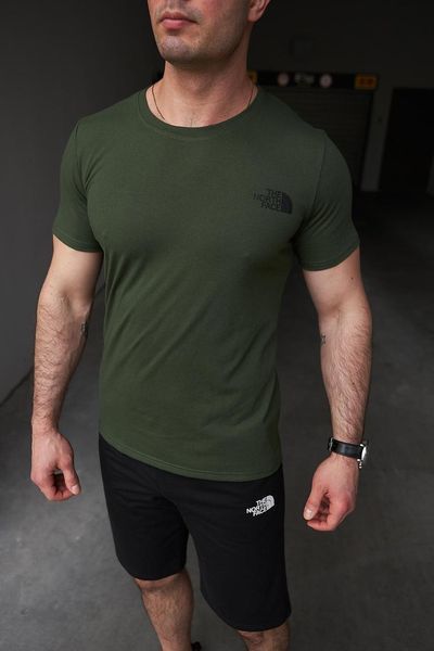 Комплект спортивний чоловічий The North Face футболка хакі+шорти чорні літній костюм норс фейс повсякденний 2655165198 фото