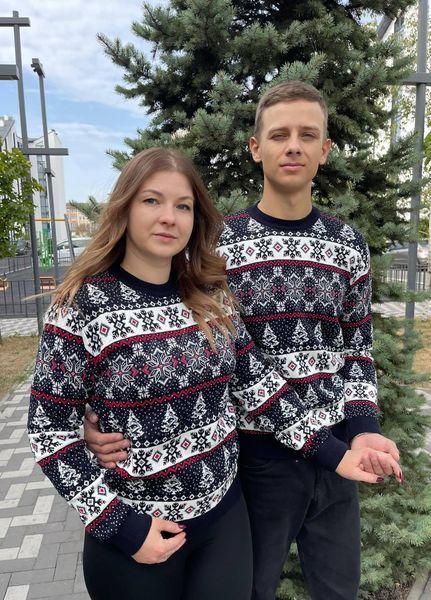 Светр новорічний з оленями чоловічий в'язаний вовняний XL (L) 2384778107 фото