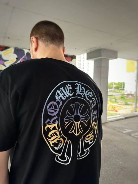 Мужская футболка Chrome Hearts черная с принтом хлопковая спортивная повседневная лето осень весна L 2670293344 фото