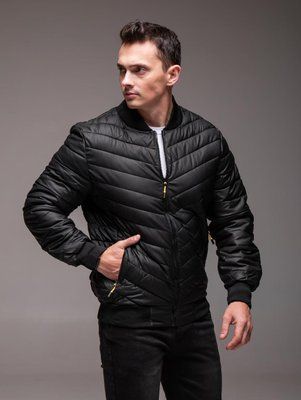 Бомбер чоловічий casual чорний куртка утеплений однотонний з блискавкою еко-шкіра весна осінь повсякденний 2666701980 фото