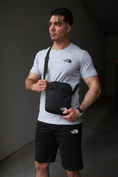 Комплект спортивний чоловічий The North Face футболка сіра+шорти чорні+барсетка літній костюм норс фейс 3XL 2657546555 фото