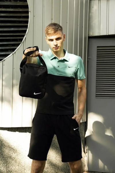 Спортивный комплект мужской Nike поло бирюзовое+шорты черные+барсетка костюм летний трикотажный найк M 2657730661 фото