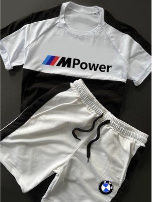 Спортивний костюм чоловічий літній bmw power з лампасами шорти футболка комплект на літо бмв L 2607489604 фото