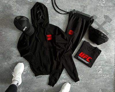 Спортивный костюм мужской UFC черный комплект футболка кепка бананка юфс осенний весенний летний XXL 2621845056 фото