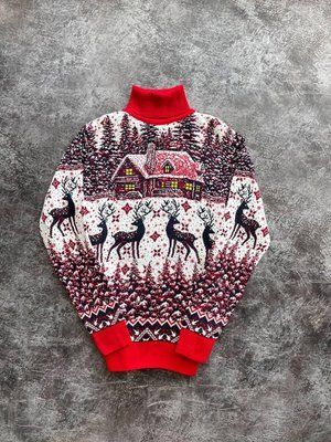 Светр новорічний з оленями чоловічий в'язаний вовняний 5XL 2384778260 фото