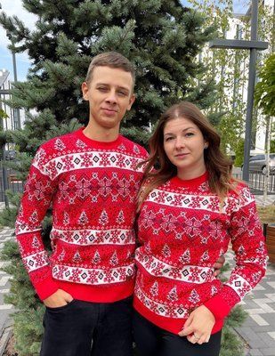 Светр новорічний з оленями чоловічий в'язаний вовняний XL (L) 2384778110 фото