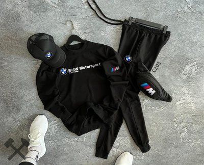 Спортивный костюм мужской Bmw Motorsport черный комплект свитшот штаны кепка бананка бмв весна осень лето M 2625289653 фото