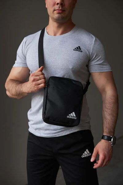 Спортивний комплект чоловічий Adidas сіра футболка+чорні шорти+барсетка костюм літній адідас повсякденний XXL 2656610941 фото