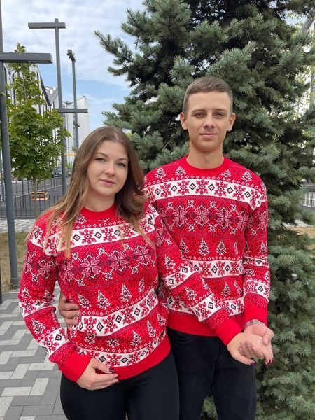 Светр новорічний з оленями чоловічий в'язаний вовняний XL (L) 2384778110 фото