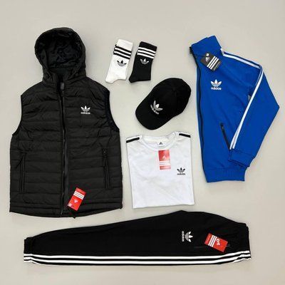 Спортивный костюм мужской Адидас Adidas жилетка кофта штаны футболка кепка носки осенний весенний 2623042074 фото