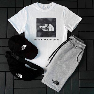 Костюм чоловічий літній The North Face Шорти + Футболка + Кепка + Бананка в подарунок L 2609231168 фото