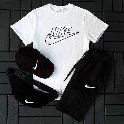 Чоловічий літній костюм Nike Шорти + Футболка + Кепка + Бананка у подарунок XXL 2609162508 фото
