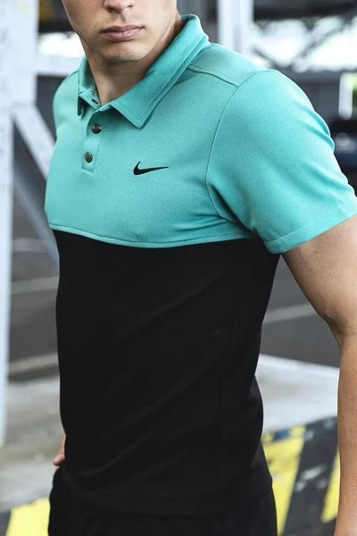 Спортивный комплект мужской Nike поло бирюзовое+шорты черные+барсетка костюм летний трикотажный найк XXL 2657730664 фото