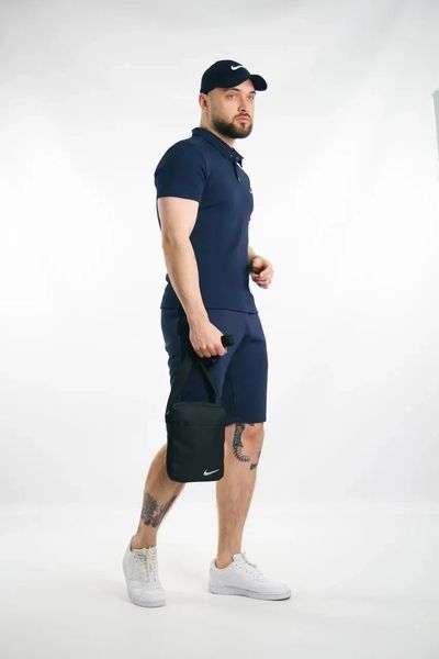 Комплект спортивний чоловічий Nike темно-синій поло шорти кепка+чорна барсетка костюм літній найк повсякденний XL 2657477748 фото