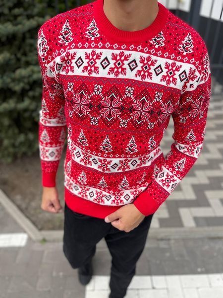 Светр новорічний з оленями чоловічий в'язаний вовняний XXL (XL) 2384778111 фото