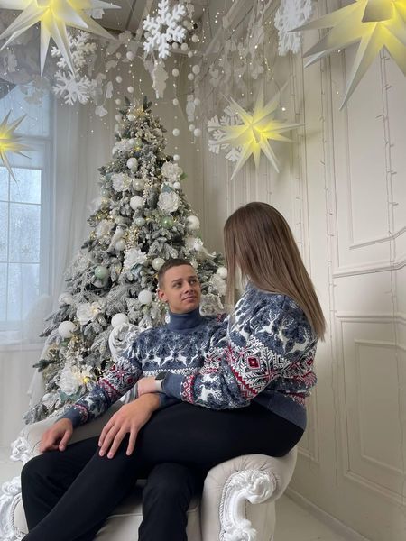 Свитер новогодний с оленями мужской вязаный шерстяной 5XL 2384778161 фото