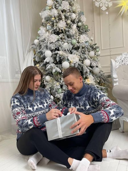 Свитер новогодний с оленями мужской вязаный шерстяной 5XL 2384778161 фото