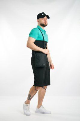 Спортивний комплект чоловічий Nike поло бірюзове+ шорти чорні+ барсетка+кепка костюм літній найк повсякденний 2656790803 фото