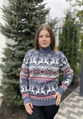 Свитер женский новогодний с оленями теплая женская зимняя кофта М 2384853216 фото