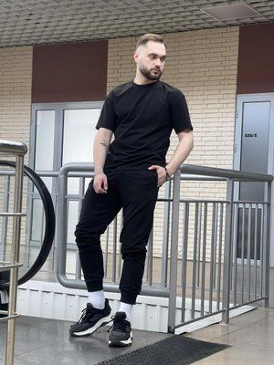 Комплект спортивний чоловічий Loud чорний футболка штани костюм літній трикотажний повсякденний L/XL 2657796256 фото