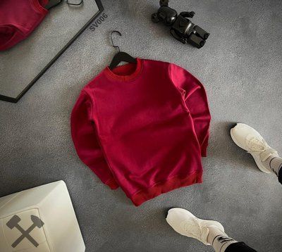 Світшот чоловічий зимовий базовий бордовий теплий флісовий кофта з начосом зима повсякденна 2670444412 фото