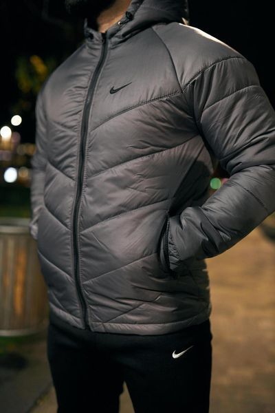 Куртка мужская осенняя весенняя базовая Найк Nike серая непродуваемая 2491372784 фото