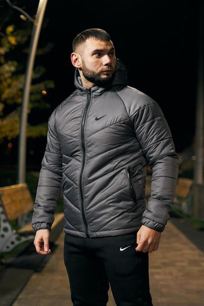 Куртка мужская осенняя весенняя базовая Найк Nike серая непродуваемая 2491372784 фото