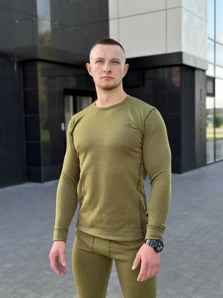 Термобелье мужское вафелька хаки теплое зимнее нательное комплект термобелья повседневное 2647273376 фото