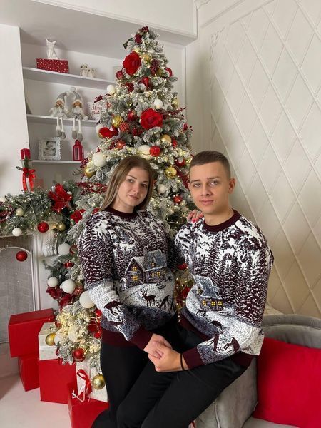 Свитер новогодний с оленями мужской вязаный шерстяной XL 2384778212 фото