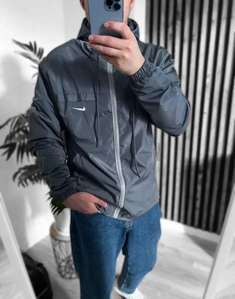 Вітровка чоловіча Nike сіра куртка з капюшоном з блискавкою водовідштовхуюча осінь весна найк повсякденна XL 2662789239 фото