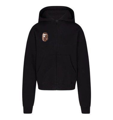 Худі чоловіча з блискавкою BAPE чорна осіння веснянна літня спортивна кофта з капюшоном двонитка повсякденна L 2611105138 фото