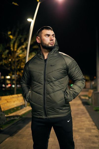 Куртка мужская осенняя весенняя базовая Найк Nike хаки непродуваемая 2491372790 фото