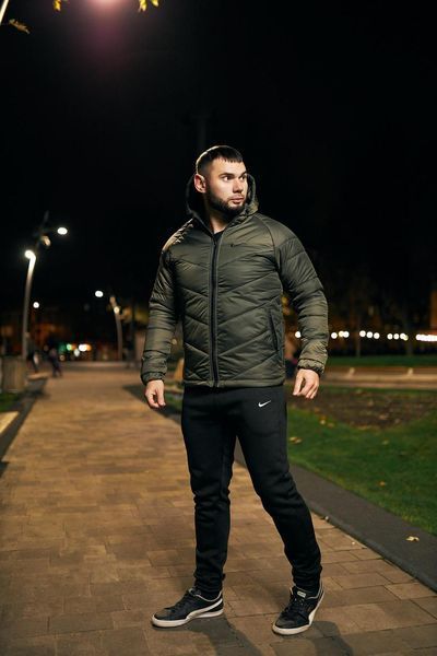 Куртка мужская осенняя весенняя базовая Найк Nike хаки непродуваемая 2491372790 фото