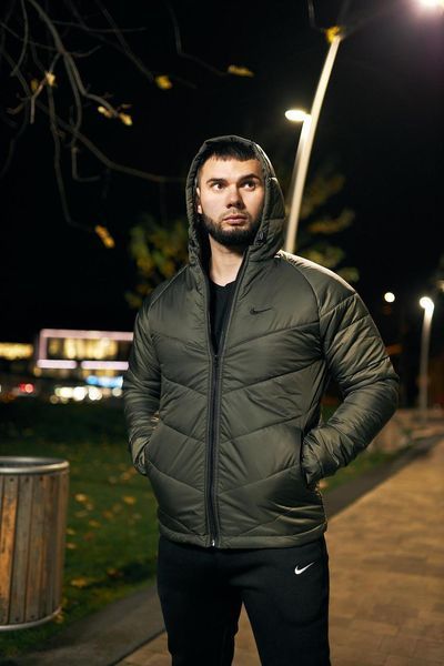 Куртка мужская осенняя весенняя базовая Найк Nike хаки непродуваемая 2491372790 фото