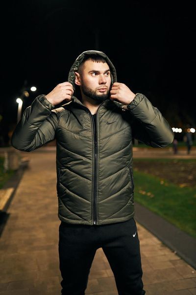Куртка мужская осенняя весенняя базовая Найк Nike хаки непродуваемая 2491372790 фото