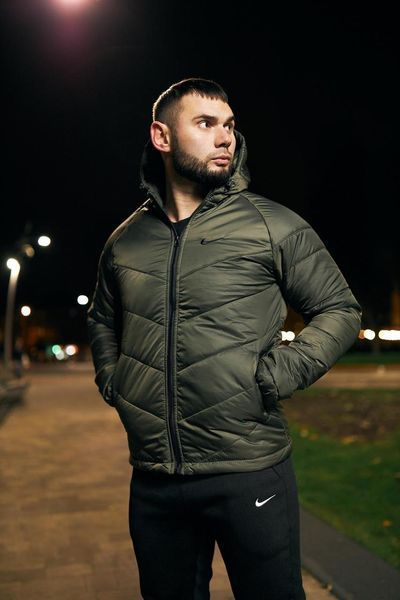 Куртка мужская осенняя весенняя базовая Найк Nike хаки непродуваемая 2491372790 фото