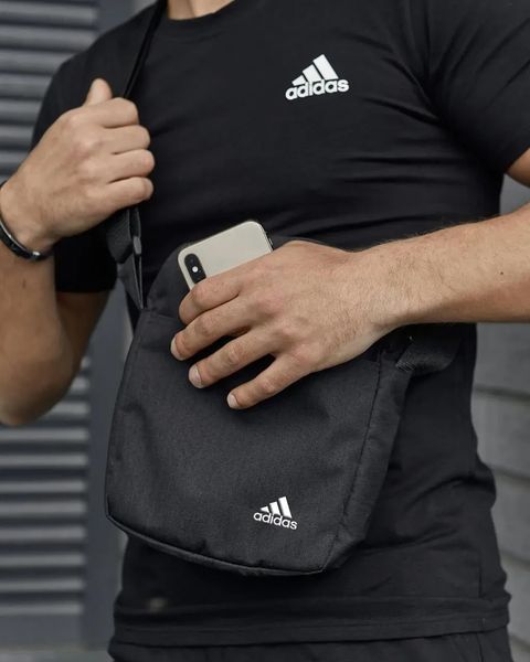 Спортивний комплект чоловічий Adidas чорний футболка шорти барсетка костюм літній адідас трикотажний повсякденний L 2656629617 фото