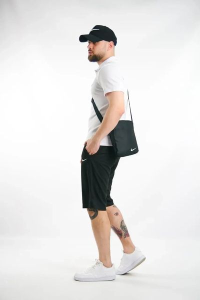 Спортивний комплект чоловічий Nike поло біле+ шорти чорні+ барсетка+кепка костюм літній найк повсякденний 2656799743 фото
