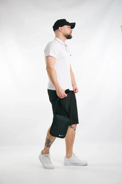 Спортивний комплект чоловічий Nike поло біле+ шорти чорні+ барсетка+кепка костюм літній найк повсякденний 2656799743 фото