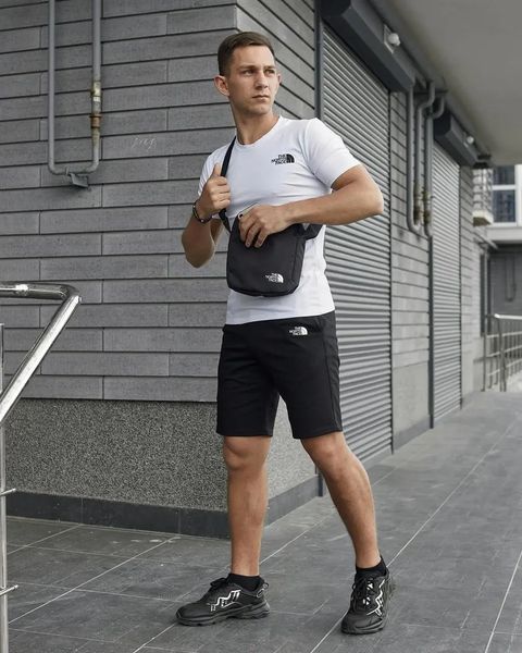 Комплект спортивный мужской The North Face футболка белая+шорты черные+барсетка летний костюм норс фейс M 2657550683 фото