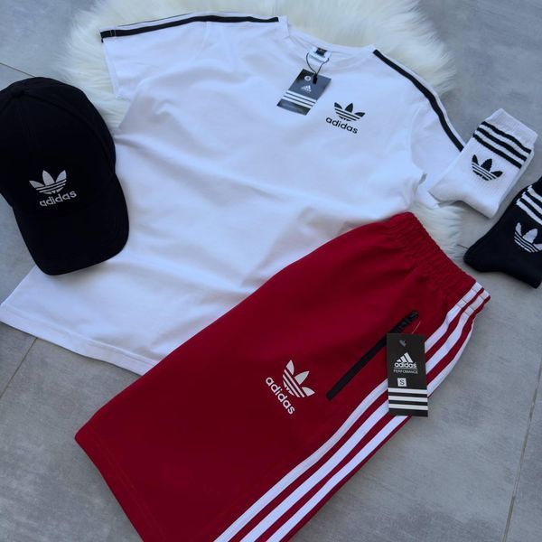 Спортивный Костюм Мужской Летний Adidas шорты футболка + кепка спортивный комплект 2607387102 фото