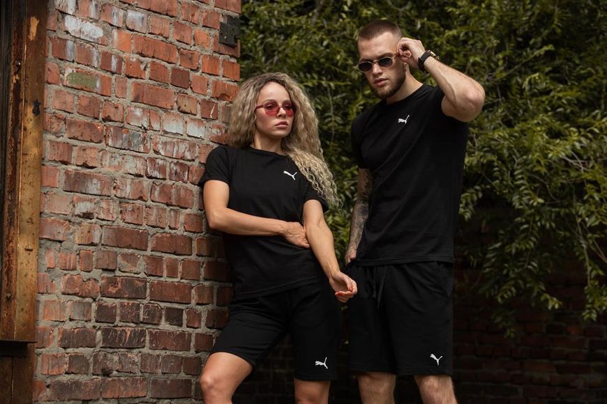 Шорти футболка Puma чорний комплект чоловічий літній повсякденний 2607387117 фото