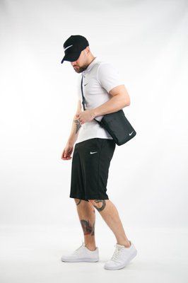 Спортивний комплект чоловічий Nike поло біле+ шорти чорні+ барсетка+кепка костюм літній найк повсякденний 2656799744 фото