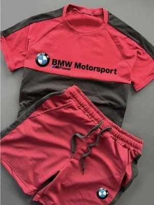 Спортивний костюм чоловічий літній bmw power з лампасами шорти футболка комплект на літо бмв 2607493942 фото