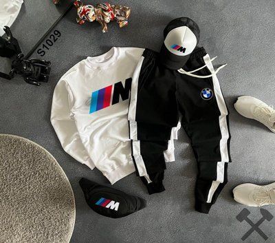 Комплект мужской Bmw Motorsport белый спортивный костюм свитшот штаны кепка бананка бмв весна лето осень XL 2626177444 фото