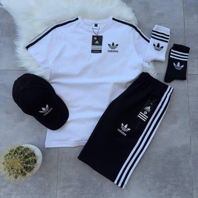 Спортивний Костюм Чоловічий Літній Adidas шорти футболка + кепка спортивний комплект 2607387103 фото
