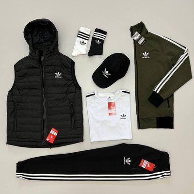 Спортивный костюм мужской Адидас Adidas жилетка кофта штаны футболка кепка носки осенний весенний 2623042079 фото