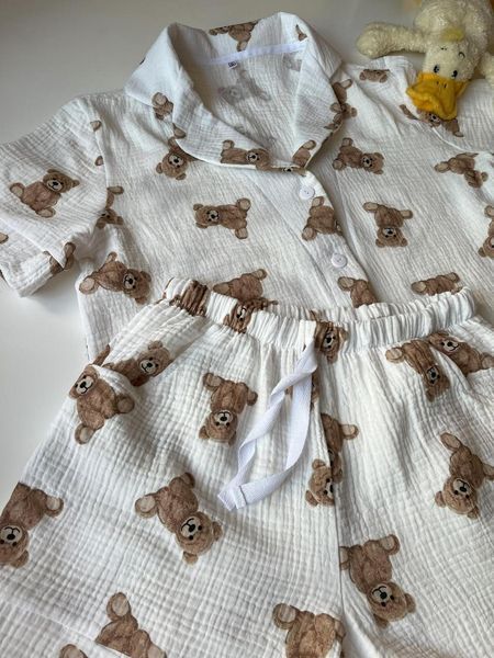 Жіноча Муслінова піжама з шортами, ведмедики Teddy M 2342054924 фото