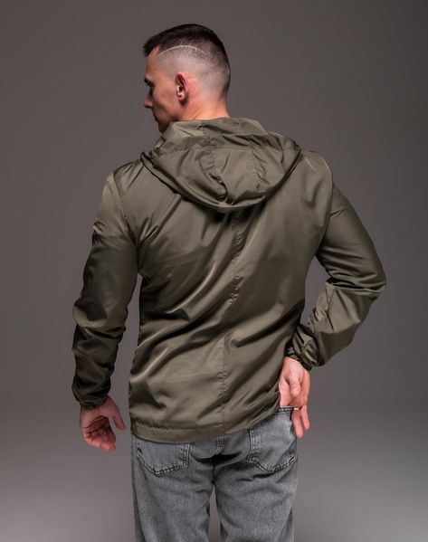 Вітровка чоловіча Базова хакі куртка з капюшоном на блискавці легка осіння весняна повсякденна 2661811472 фото
